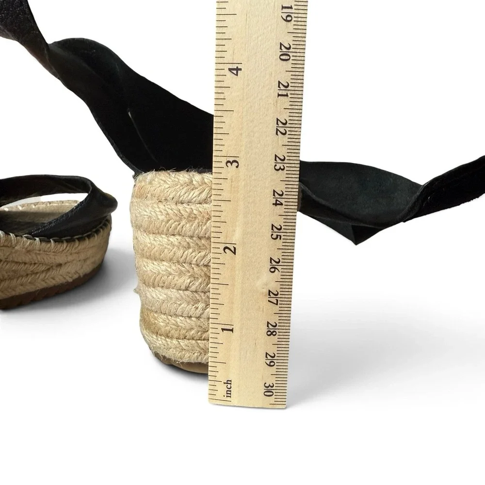 New Eileen Fisher 9.5 Willow Platform Wedge Espadrille Sandals Tumbled Leather
